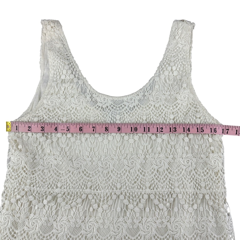 H&M Divided Ivory Floral Lace Tiered Mini Dress 12 Boho Festival Western - Picture 8 of 9